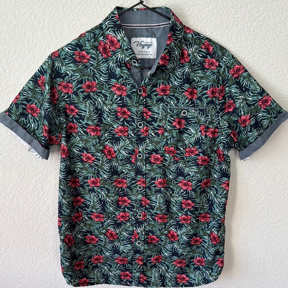 Men's Floral Green Shirt